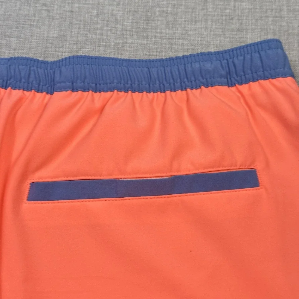 Huk Swim Trunks Shorts Mens 2XL Blue Orange Lined Drawstring Pockets Quick Dry